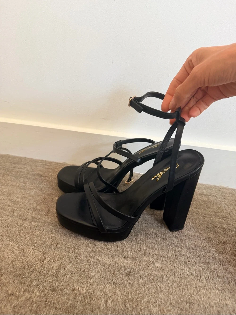 Black Platform Strappy High-Heel